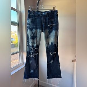Gap Tie Dye Flare Distressed Jeans with Wide Leg
